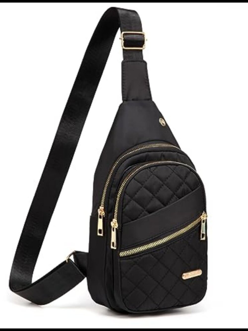 Nylon Quilted Sling Bag Waterproof Crossbody Adjustable Travel Hiking